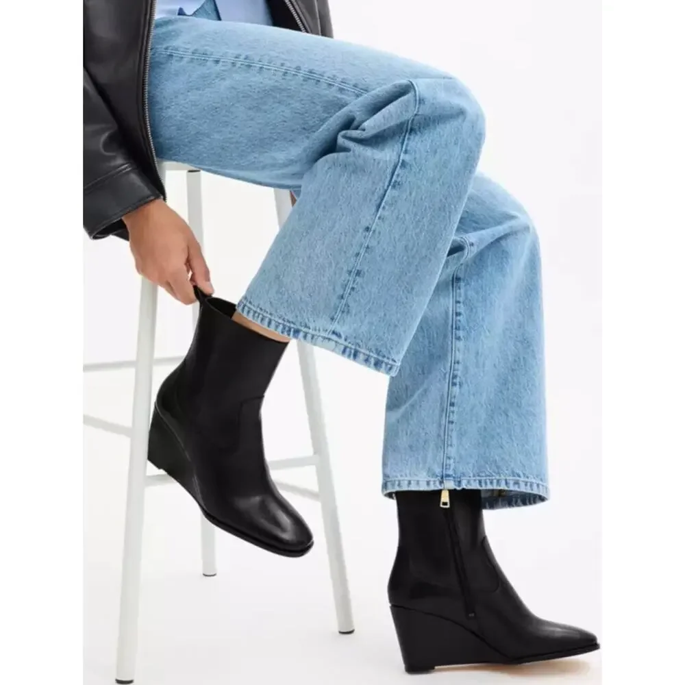 Coach Josephine Wedge Booties Women’s 8 Black Leather CW712 NWOT $278